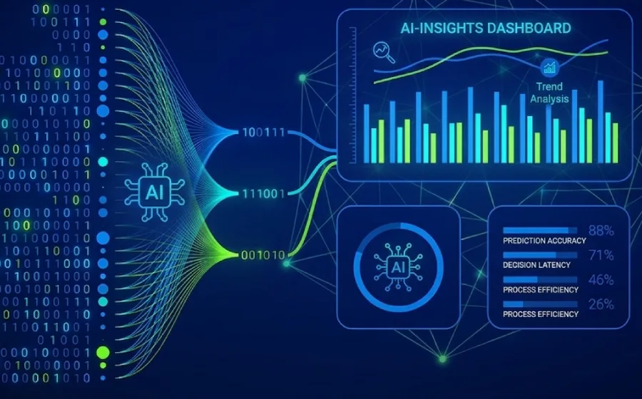 Abstract artificial intelligence visualization with glowing network lines.