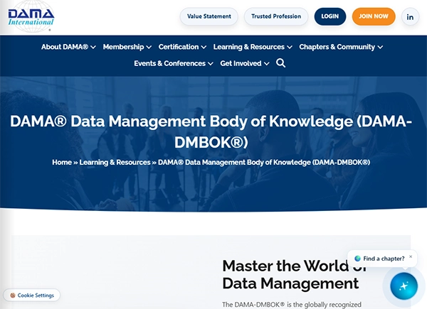 DAMA-DMBOK official website interface
