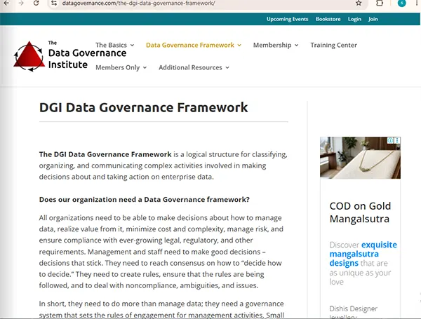 DGI governance framework official page interface