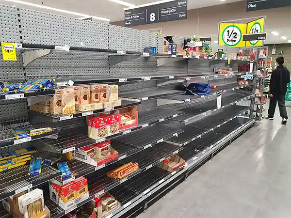 empty supermarket shelves